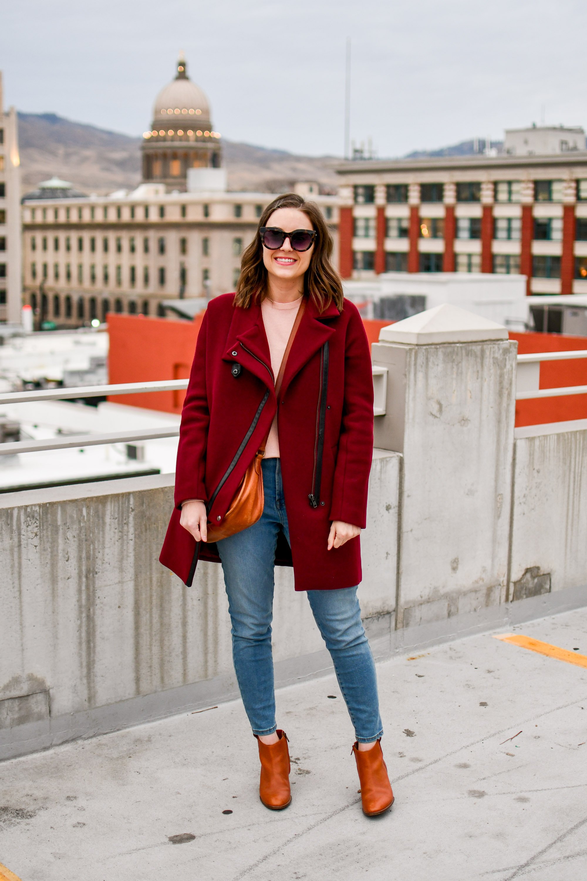 Burgundy outlet casual outfit